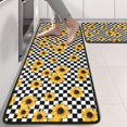 thumbnail image 2 of Kitchen Rugs Sets Of 2,Black White Checker Sunflower Pattern Anti Fatigue Kitchen Mat Rugs Non Slip Washable,Decorative Kitchen Floor Mats for Kitchen,Sink,Laundry,17"x47"+17"x47", 2 of 5