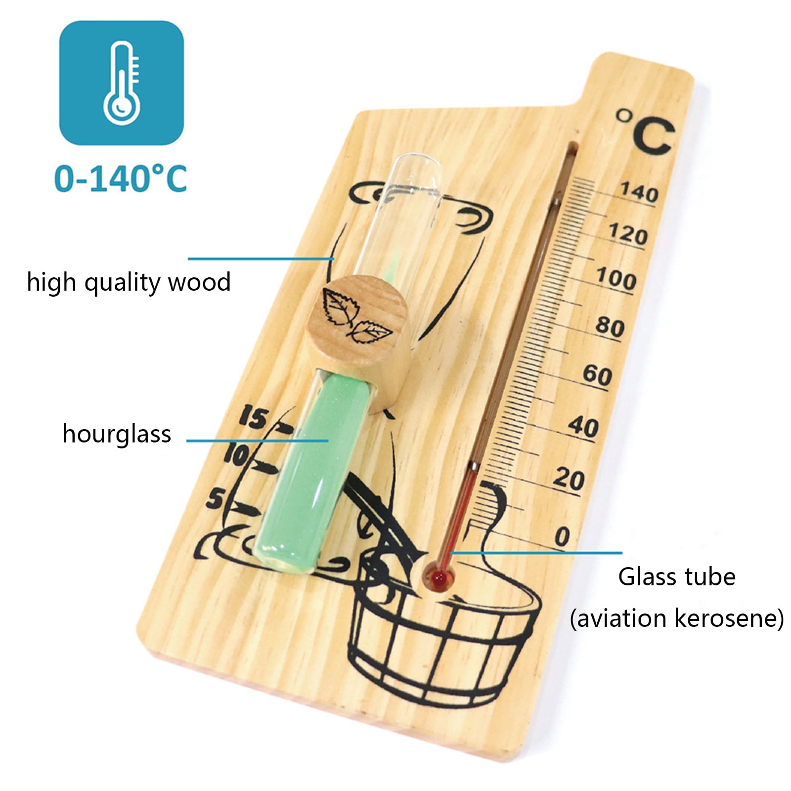 Sauna Thermometer Digital Sauna Room Thermometer Temperature Meter Gauge Wooden