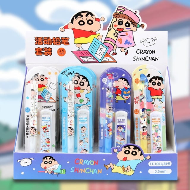 Juego de lápices de dibujos animados creativos para estudiantes, lápiz de personalidad, bolígrafo Shin-Chan, suministros escolares de oficina, venta al por mayor, 4-24 piezas por lote