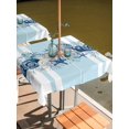 thumbnail image 2 of Outdoor Tablecloth with Umbrella Hole for Patio/Picnic/Party/Camping, Nautical Coastal Waterproof Table Cloth Square Cover Washable, Summer Marine Coral Starfish Conch Blue (54"x 54"), 2 of 8