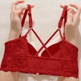 thumbnail image 5 of Women Pullover Bra Women's Cross-Back Lace Push up Bra Solid Wireless Front Closure Comfortable Seamless Underwear Bralette Red L, 5 of 6