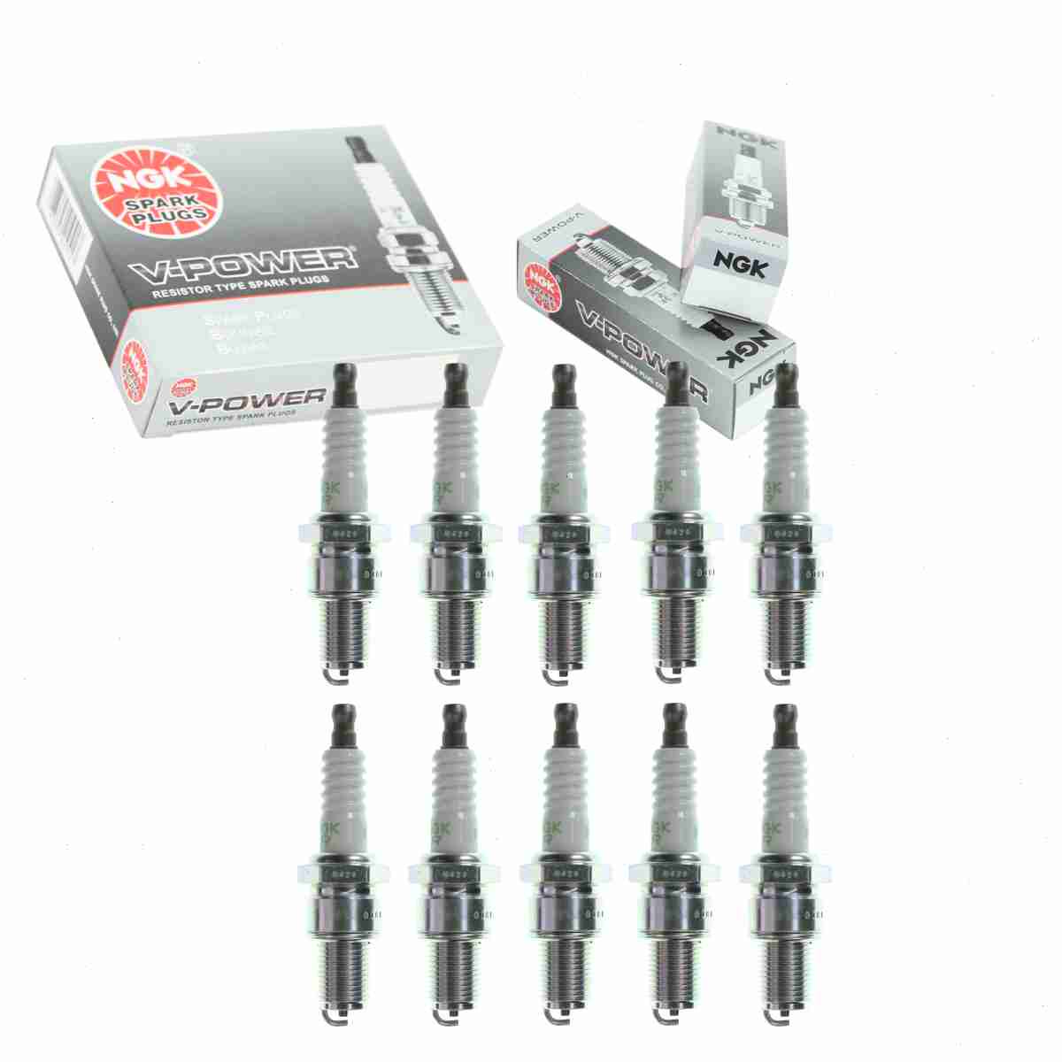 10 pc NGK 7548 V-Power Spark Plugs for 09482-00519 09482-00564 818 E3.31 RN2C Ignition Wire Secondary