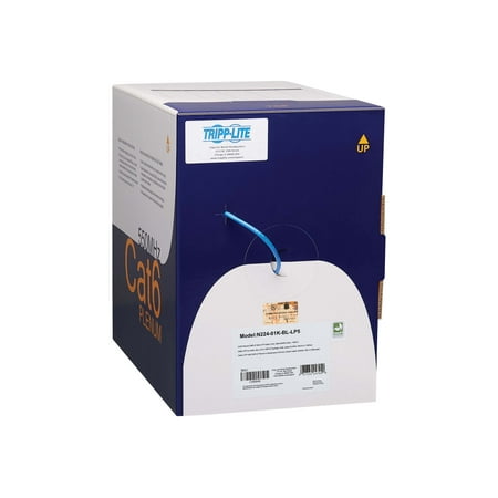 UPC: 0037332247940 | Tripp Lite Cat6 Gigabit Solid Core UTP Bulk Ethernet Cable CMP-LP 0.5A Plenum 100W PoE/PoE++ Blue 1000 ft. (304.8 m)
