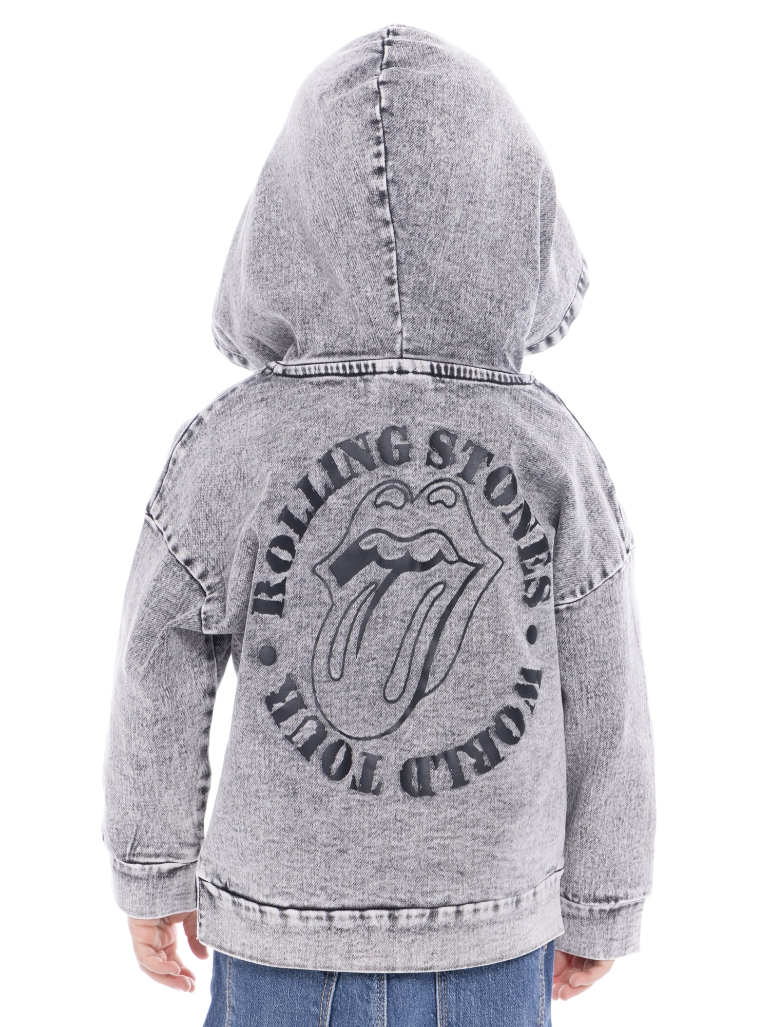 Rolling Stones Toddler Boys Mineral Washed Denim Graphic Hoodie, Sizes 12M-5T