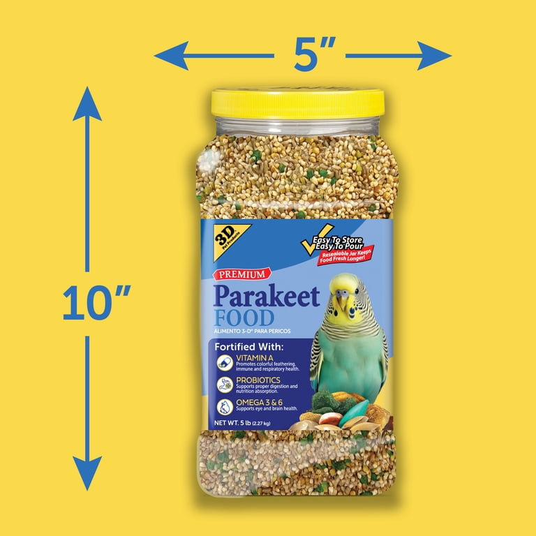 4 pack) 3-D Pet Products Premium Parakeet Bird Food, with
