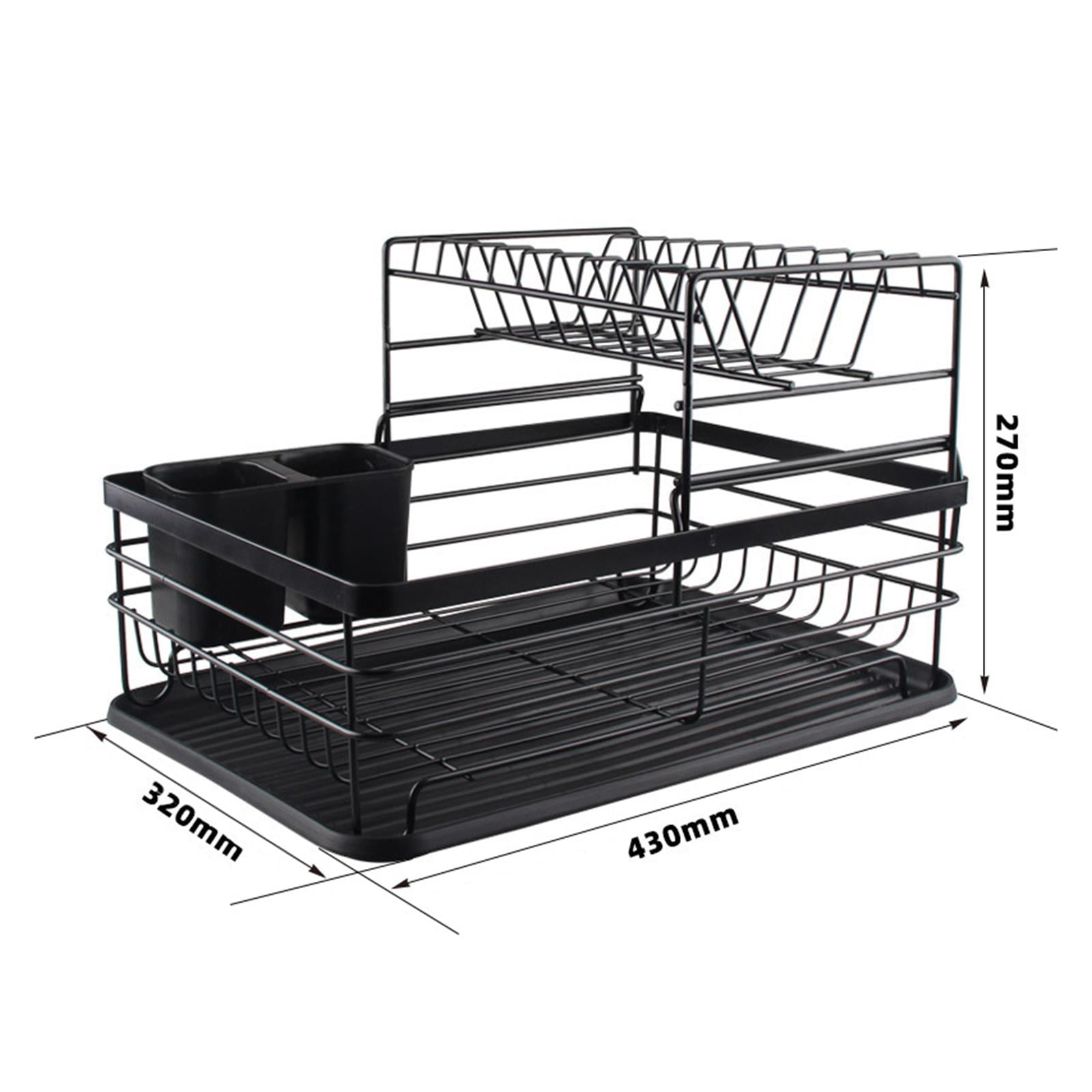 Double Layer Dish Drying Rack, Apricot, Blue, Black, PP + Stainless St –  CargoCache