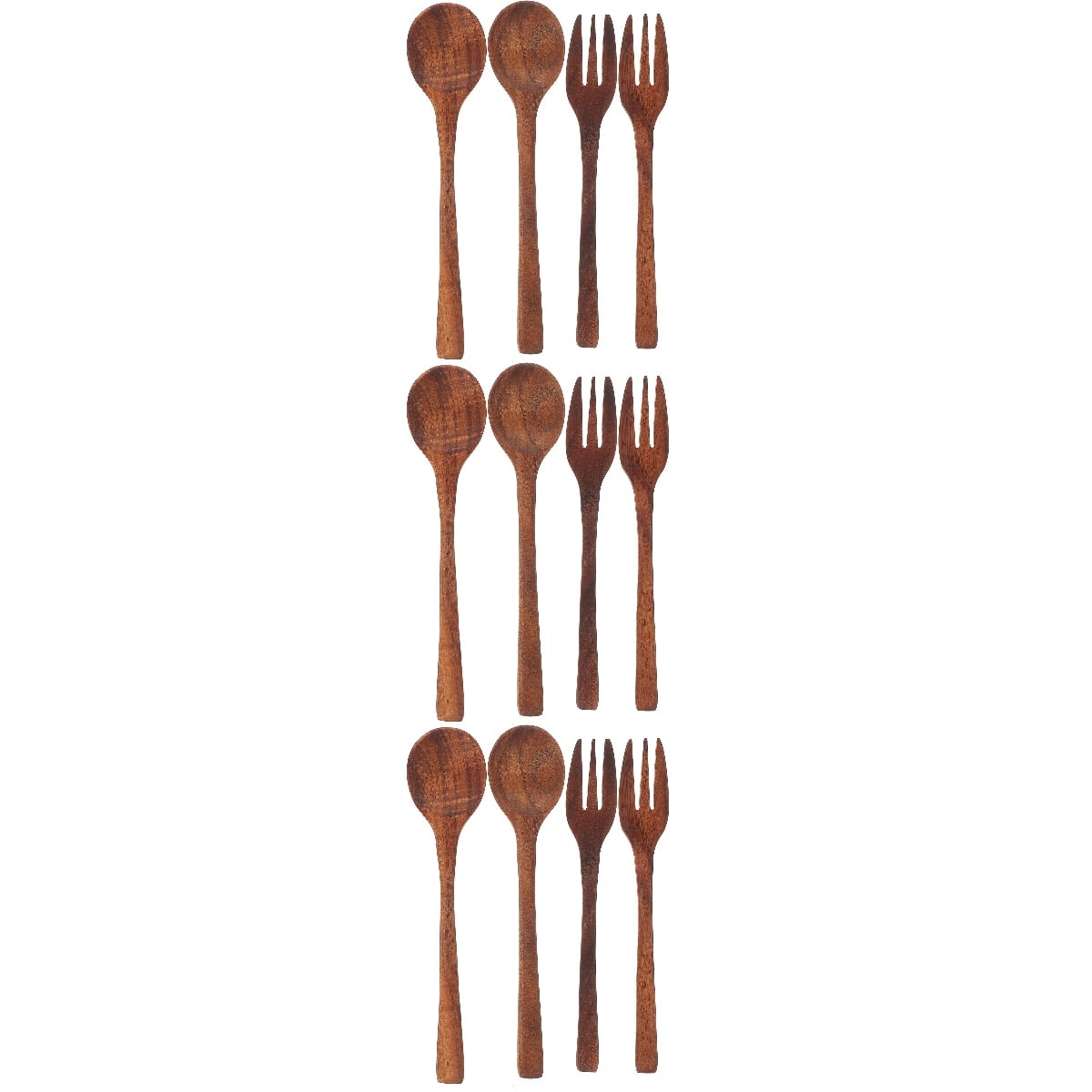 HOMEMAXS 3 Sets  of Wooden Spoon Fork Kit Reusable Salad Fork Japanese Style Spoon Fork Set Kitchen Utensil