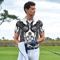 thumbnail image 3 of Balery Artistic Black White Peacocks Camisa Polo de Hombre con Estampado, de Manga Corta y Tejido Medio, Camisa Tipo Golf Polo-Small, 3 of 6