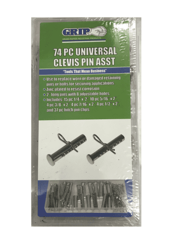 Universal Clevis Hitch Pin 74 Piece Assortment 4 size Retaining Clip & Hitch Pin 