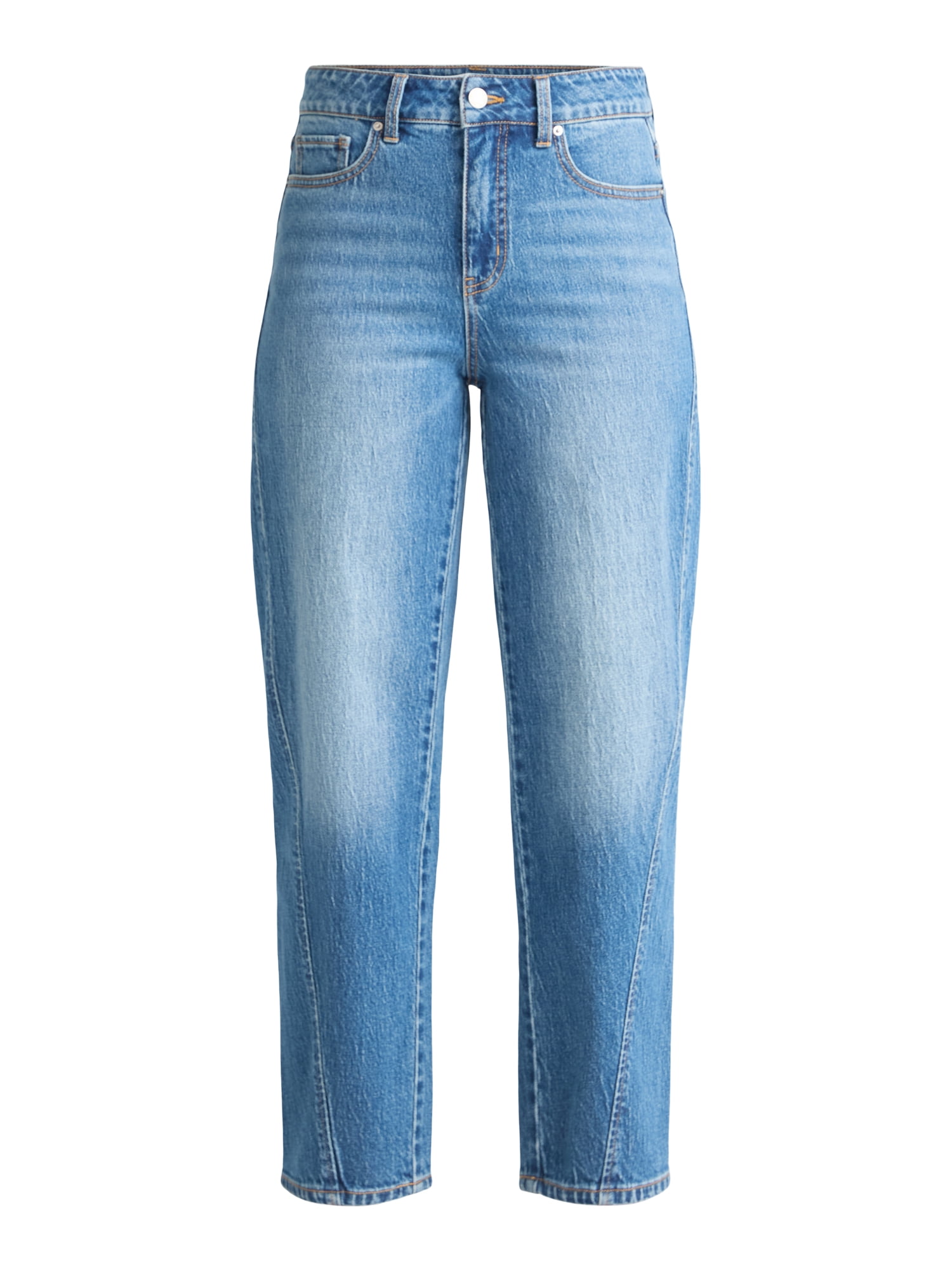 Time and Tru Women's High Rise Barrel Jeans, 26.5" Inseam, Sizes 0-20