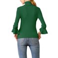 thumbnail image 3 of INSPIRE CHIC Women's Turtle Neck 3/4 Ruffle Sleeves Pullover Slim Rib Knit Sweater M Green, 3 of 8