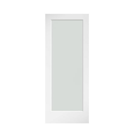 24 in. x 80 in. x 1-3/8 in. Frosted Glass 1-Lite White Finished Solid Wood Core French Interior Door Slab