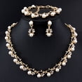 thumbnail image 2 of NUZYZ Faux Pearl Rhinestone Necklace Earrings Bracelet Bridal Jewelry Gift, 2 of 8