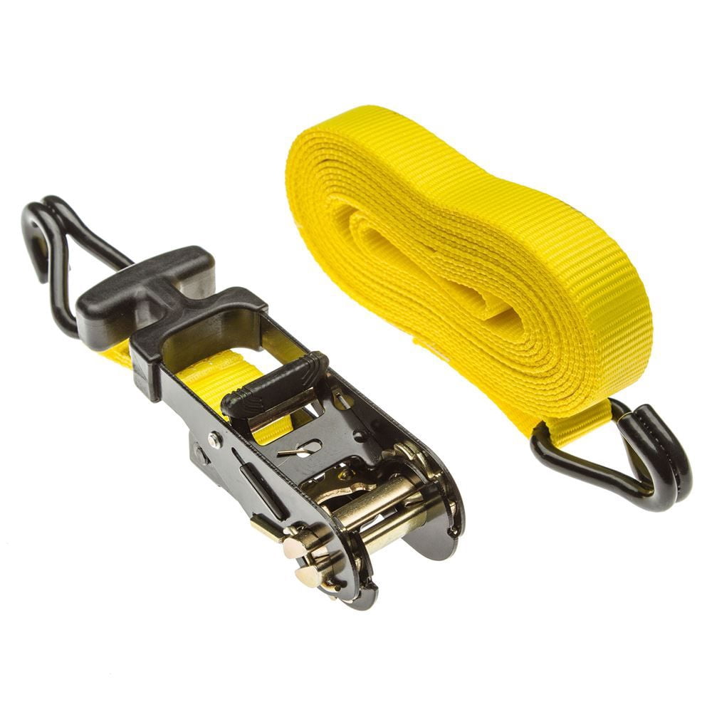 1-1/4in x 15' Ratchet Straps with J-Hooks - 4 Pack