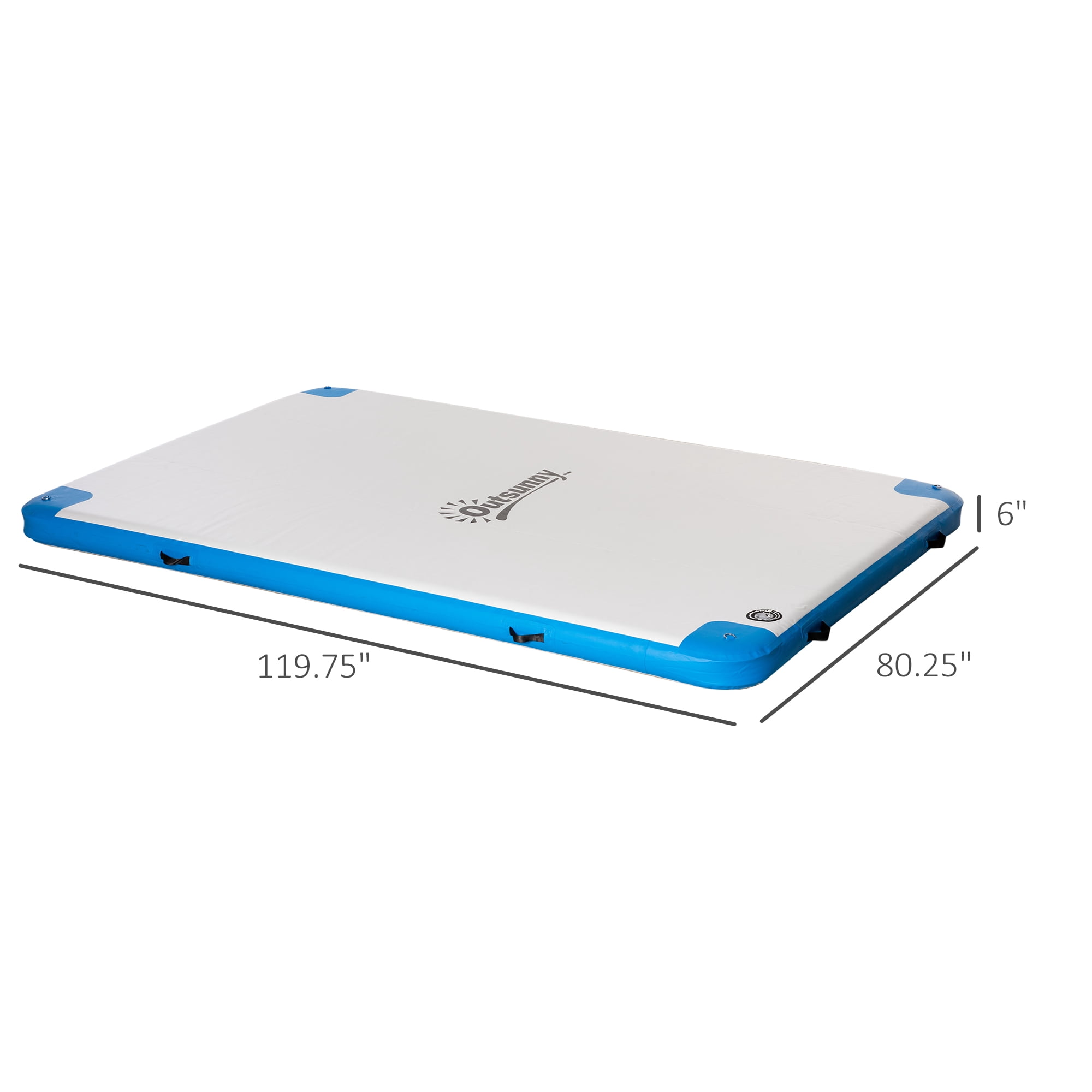 Outsunny 10' x 7' Water Inflatable Floating Dock, Inflatable Platform Island, Large Floating Mat Raft with Air Pump & Backpack, for Pool, Beach, Ocean, White