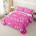 thumbnail image 3 of Homewish Girls Pink Twin Quilt Set,Cute Butterfly Rainbow Floral Twin Coverlet Set,2-Piece, 3 of 7
