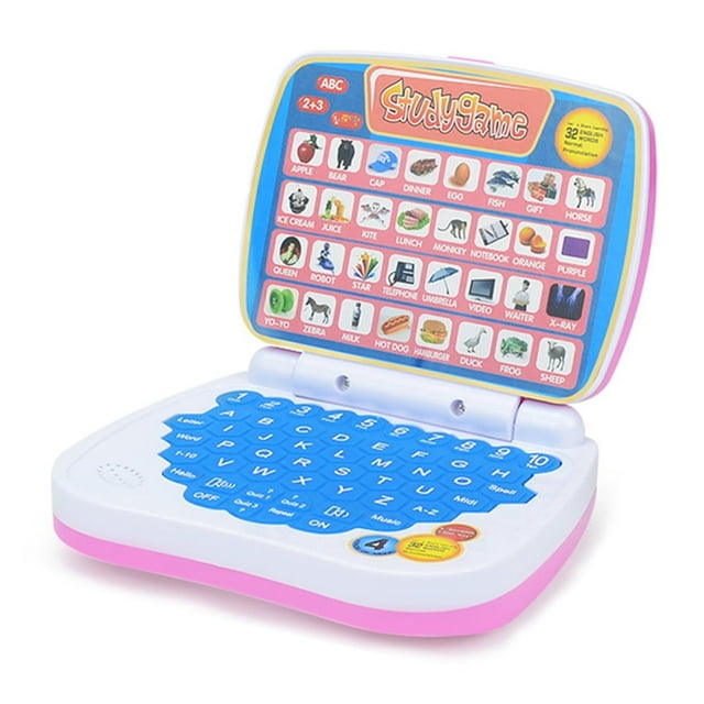 Dsseng Toys Small Laptop English 5 Learning Modes Toddler Computer Toy For Kindergarten For Kids -Pink