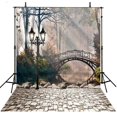 thumbnail image 1 of EREHome Polyester Fabric 5x7ft Fall Light Bridge Tree Rock River Park backdrops wall wedding party backgrounds, 1 of 2