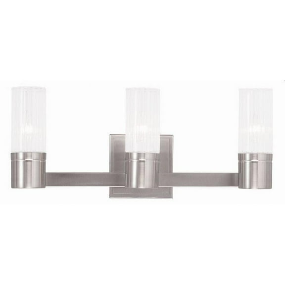 3 Light Bathroom Light in Contemporary Style 17.5 inches Wide By 7.75 inches High-Brushed Nickel Finish Bailey Street Home 218-Bel-1764697