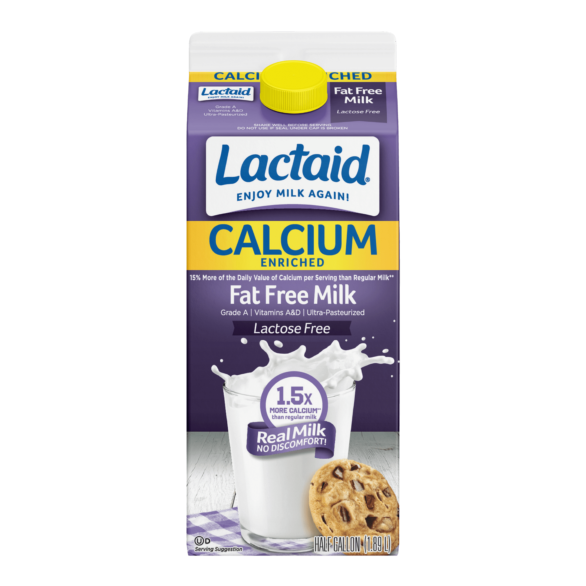 Lactaid Fat Free Milk, Calcium Enriched, 64 oz