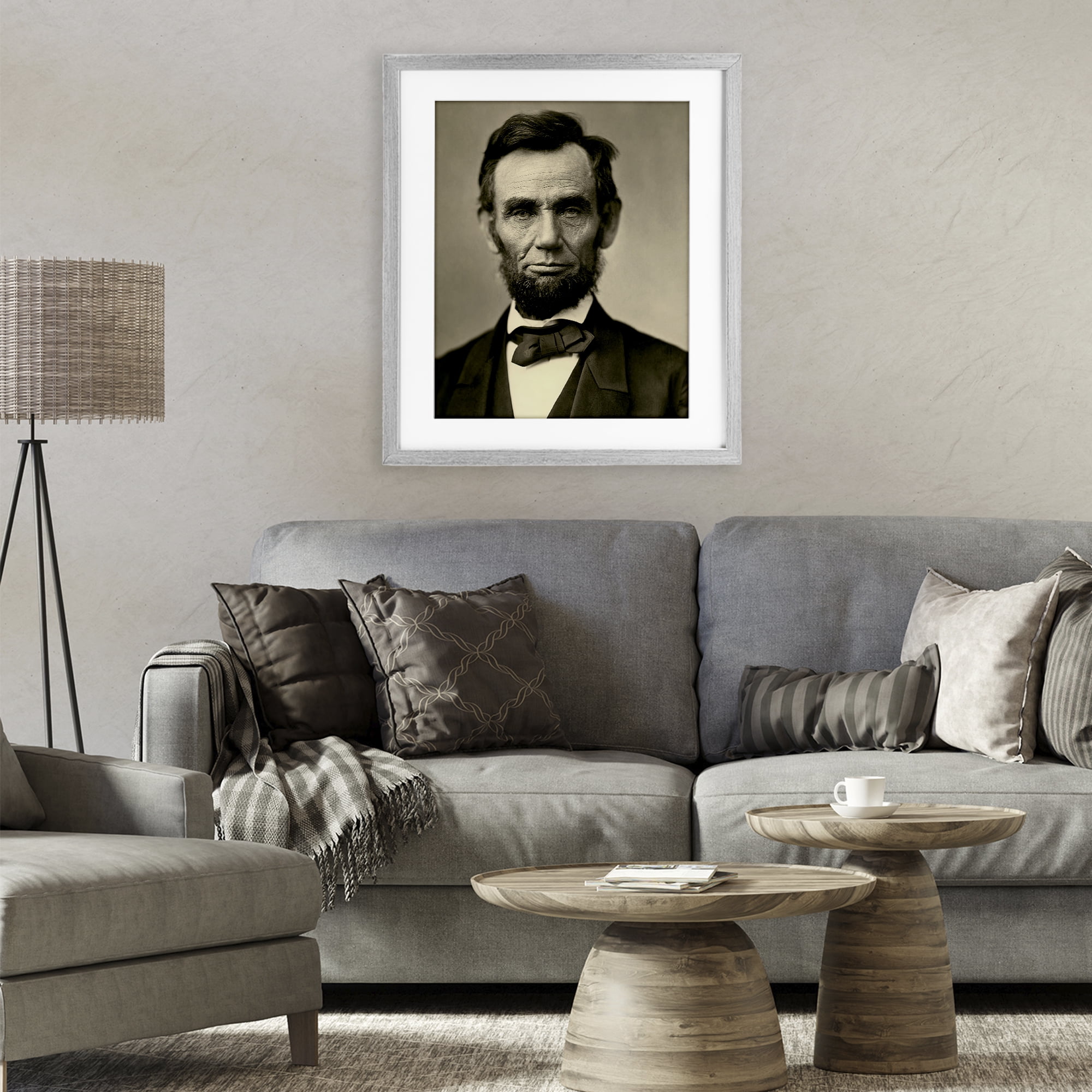 Stupell Industries Iconic Lincoln Portrait Gray Framed Print Under Glass, design by Alexander Gardner