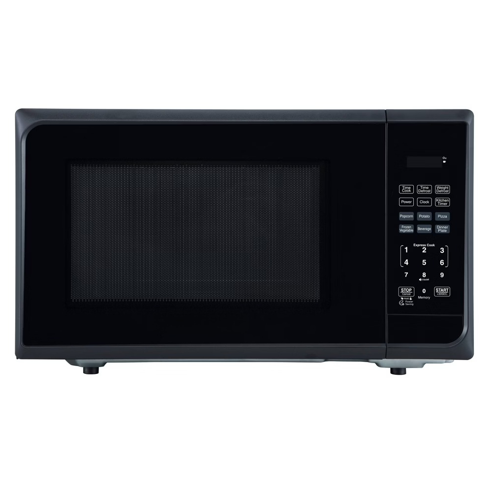 1.1 cu ft 1000W Microwave Oven - Stainless Steel Black: Countertop, Child Lock, 6 One-Touch Settings