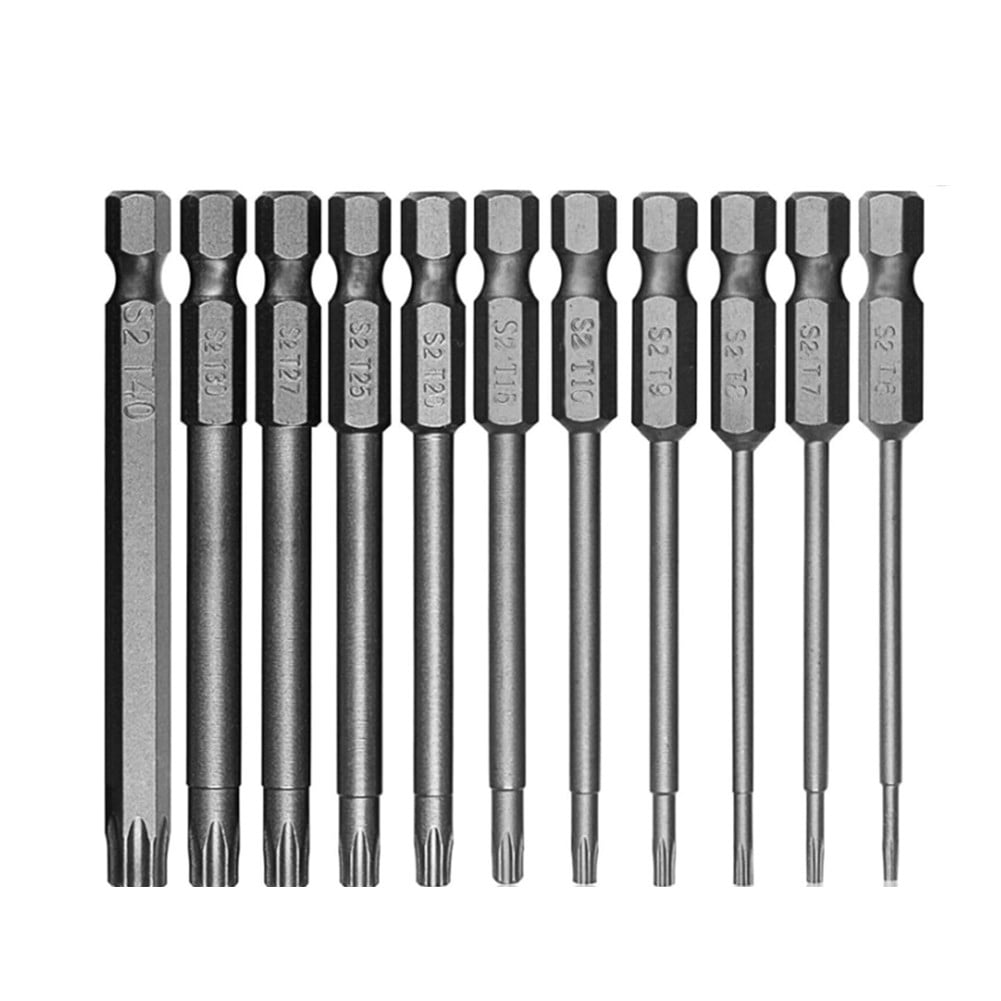 11pcs 100mm for Torx Head Screwdriver Bit Set Hex Shank Long Drill Bits