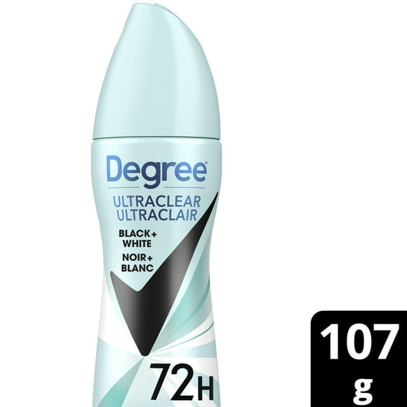 Degree UltraClear Black+White Antiperspirant Deodorant for 72H Sweat & Odour Protection Pure Rain goes on instantly dry, 107g