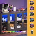 thumbnail image 3 of DWVO Sideboard Buffet Cabinet with LED Light & Doors, Modern Wood Acrylic Glass Sideboard Storage Cabinet Cupboard, Sideboard Buffet Table for Kitchen, Dinning Room, Living Room, Gray, 3 of 10
