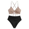 thumbnail image 2 of Bikini ZAFUL Twist de cintura alta para mujer con puntos amarillos y negros, 2 of 5