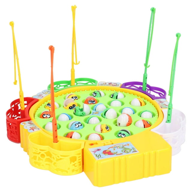 Juego de pesca con 24 peces y 5 cañas, tablero giratorio, regalo para niños pequeños con música