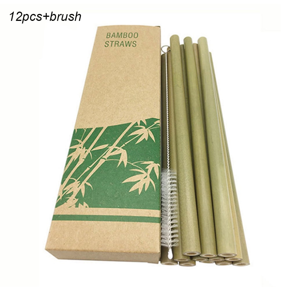 Eco-Friendly Bamboo Drinking Straws Set Reusable Straw Brush Kits Bar Party Milk 