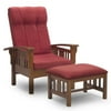Mission Leisure Chair and Ottoman With Red Microsuede Cushions