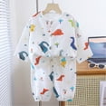 thumbnail image 2 of Quealent Toddler Baby Girl Cotton Linen Button-up Pajamas Bear Print Long Sleeve Kid Sleepwear PJs Set (Orange, 1-2 Years), 2 of 4