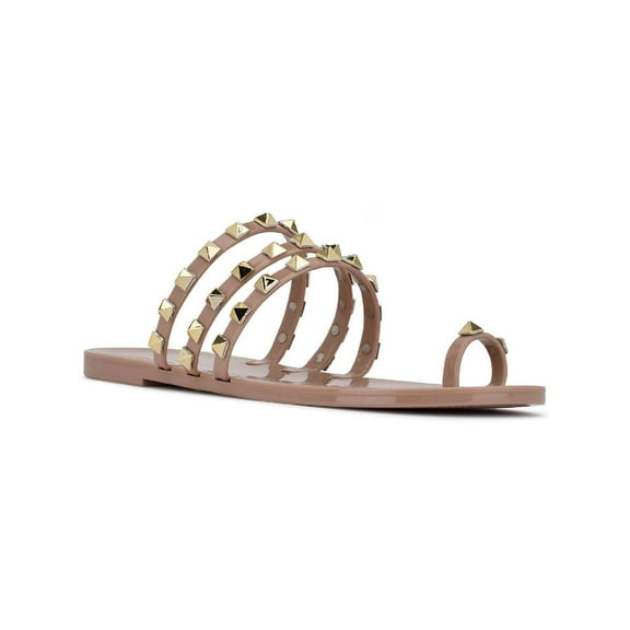 Nine West Womens Cartee 3 Studded Slip On Slide Sandals