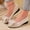 #0138-Beige, variant on Women's Bowknot Wedge Heel Flats with Shallow Mouth, Soft Faux Leather Slip On Work Shoes with Cushioned Insole, Comfortable Casual Wedges for Spring Summer Walking Gift