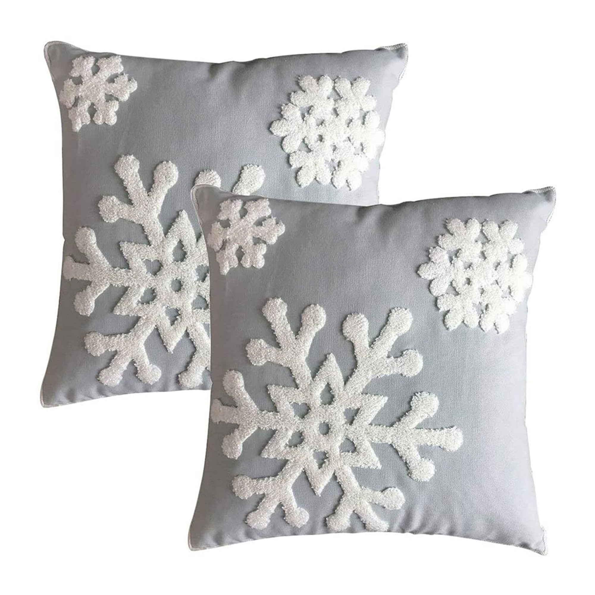 Sunisery Christmas Throw Pillow Covers, Winter Snowflake Cotton