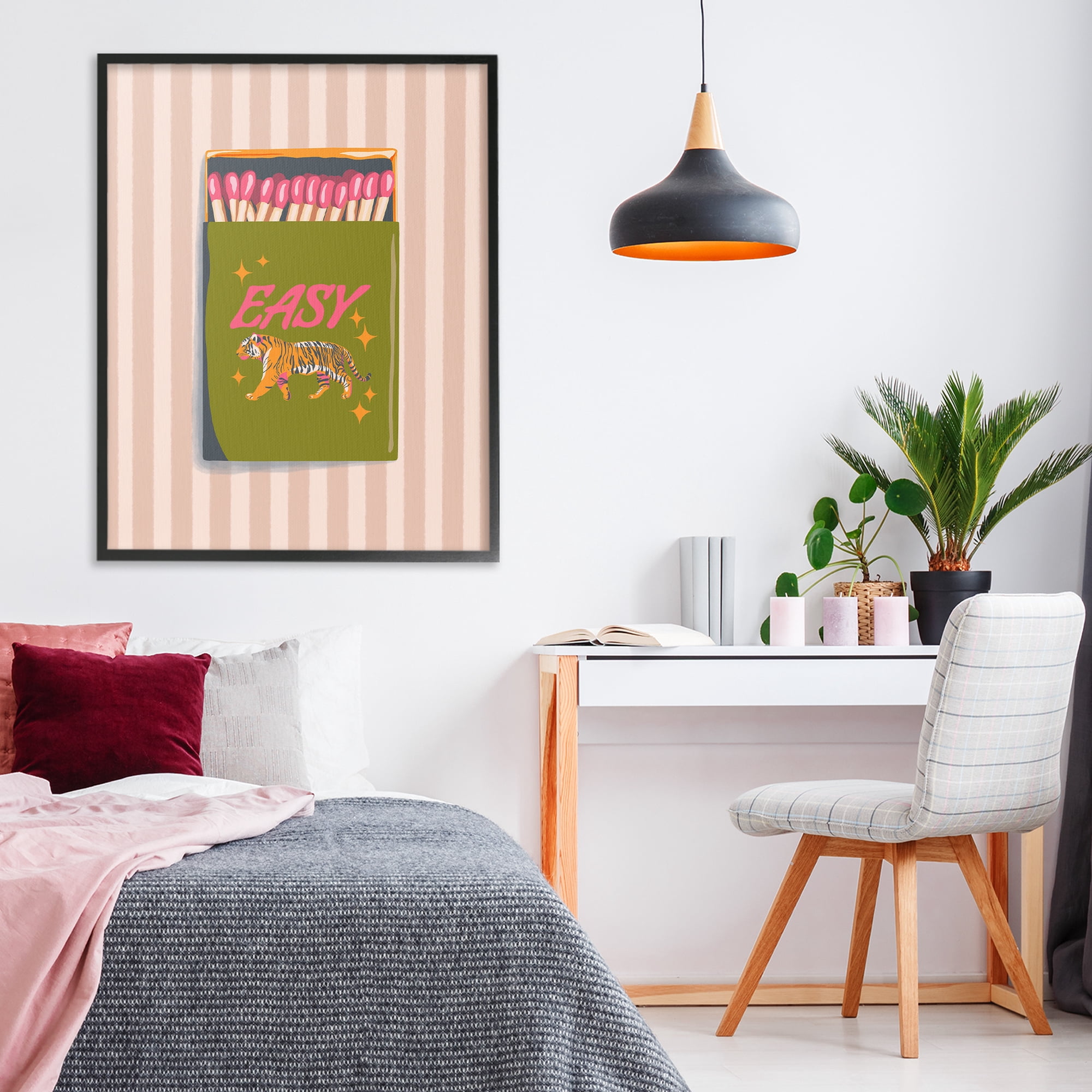 Easy Tiger Retro Matches Black Framed Giclee Art, design by Elyse Anastacia