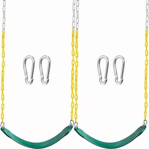 2 Pack Green Swing Seats Heavy Duty With 66 Chain Swing Set Accessories Replacement With Snap Hooks For Outdoor Play Playground Trees Playground Green