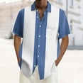 thumbnail image 2 of Lycaql Mens Beach Shirts Mens Vintage Bowling Shirts 1950s Casual Short Sleeve Button Up Contrast Shirt Summer Color Block Cuban Shirts(Sky Blue,XXL), 2 of 4