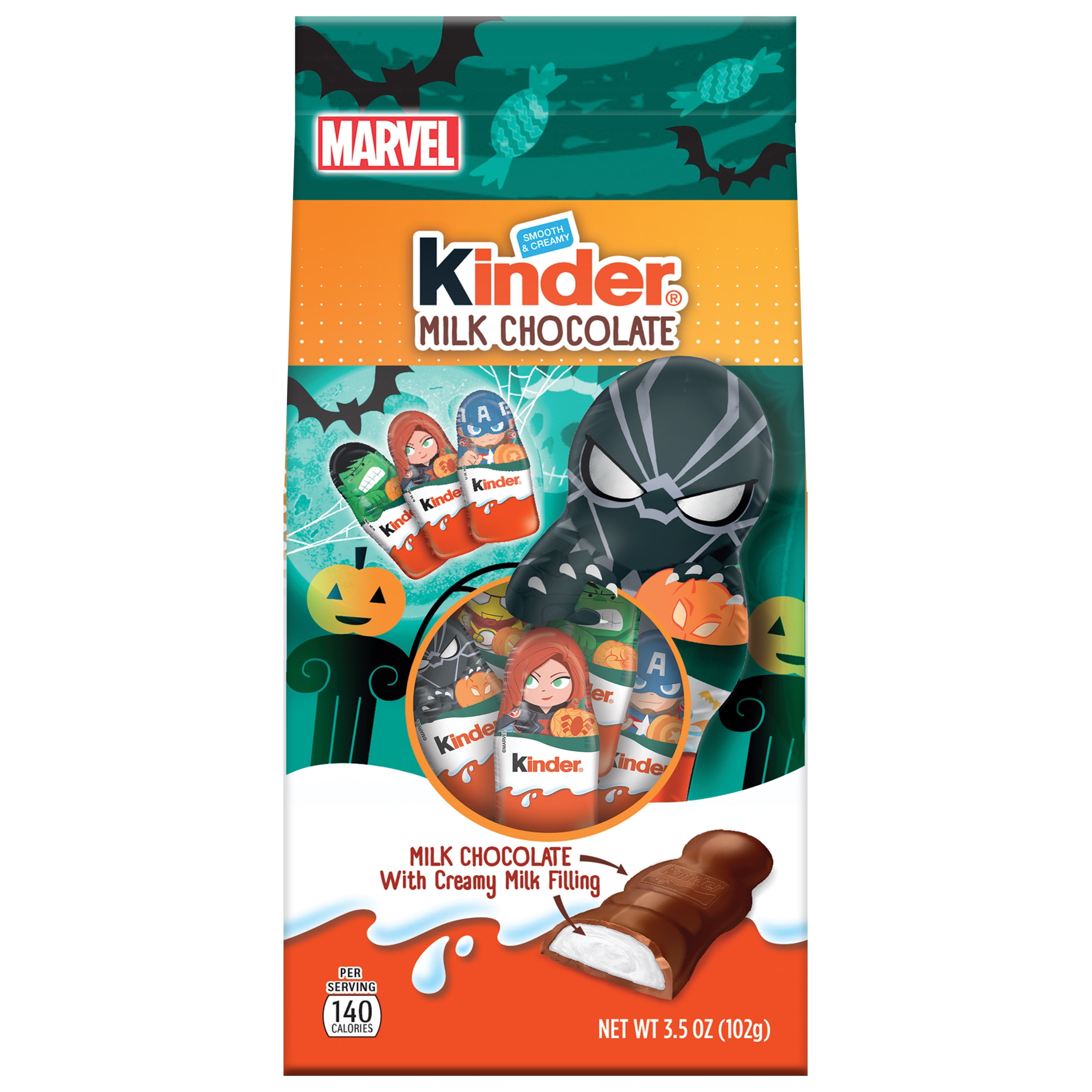 Kinder Filled Milk Chocolate Marvel Figures, Great for Fall Treats, 3