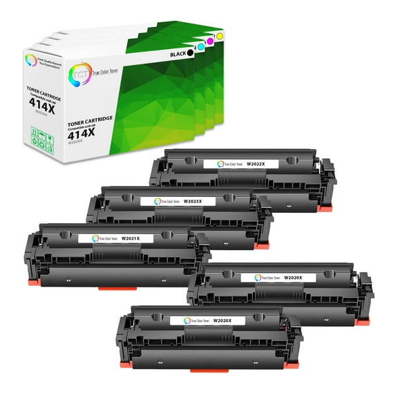 TCT 414X Toner Cartridge 5 Pack - Premium Compatible Replacement for 414X W2020X W2021X W2022X W2023X High Yield