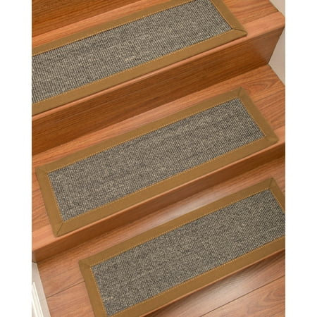 Custom Made Rugs Natural Area Rugs 100% Natural Fiber Shadows, Sisal Greyish Blue, Handmade Custom Stair Treads Carpet Set Of 8 Doe Border ()