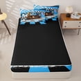 thumbnail image 4 of Castle Fairy Cool Steam Train Zipper Twin Comforter Sets with Fitted Sheet and 2 Pillowcases for Boys,Retro Locomotive Graphic Zipper Bedding Set for Bedroom,Blue,4-Piece,Black Reversible, 4 of 6