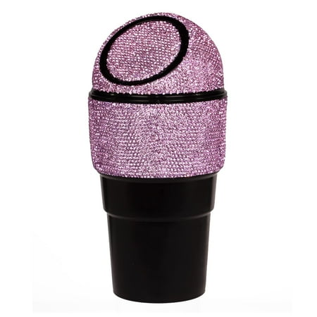Bling Rhinestone Car Trash Can Auto Garbage Can with Lid Mini Cup Holder Crystal Garbage Bin Car Interior Accessories for Automotive Home Office Kitchen Bedroom