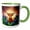 Green/White, variant on 3drose, Longhorn Cattle Surrounded by a Wreath of Bluebonnet, 11oz Mug