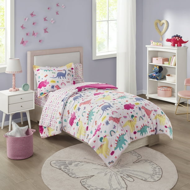 Your Zone Girl She-Rex Camouflage Dinosaur 5 Piece Bed in ...