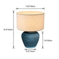 thumbnail image 7 of FSLiving Rustic Terracotta Ceramic Pot Table Lamp Rechargeable Battery Operated RGB Bulb by Remote, Wireless Timer 15 Color Temperature Beige Dome Fabric Shade Farmhouse Bedside Lamps, Boho Blue, 7 of 7