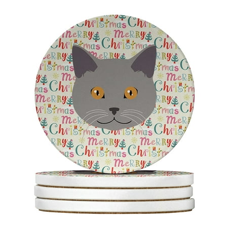 

Chartreux Cat Christmas Large Sandstone Coasters Pack of 4 4 in x 4 in
