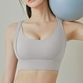 thumbnail image 3 of Soft Bra Women Running Bralettes Yoga Backless Breasted High Strength Push up Chest Detachable Sports Underwear V-Neck T-Shirt Bra Hook and Eye Closure Push-up Bra Style Y-553 , Gray M, 3 of 5